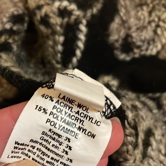 Kello women’s sweater Large jacket wool blend zip flower pattern black grey tan - Picture 7 of 11